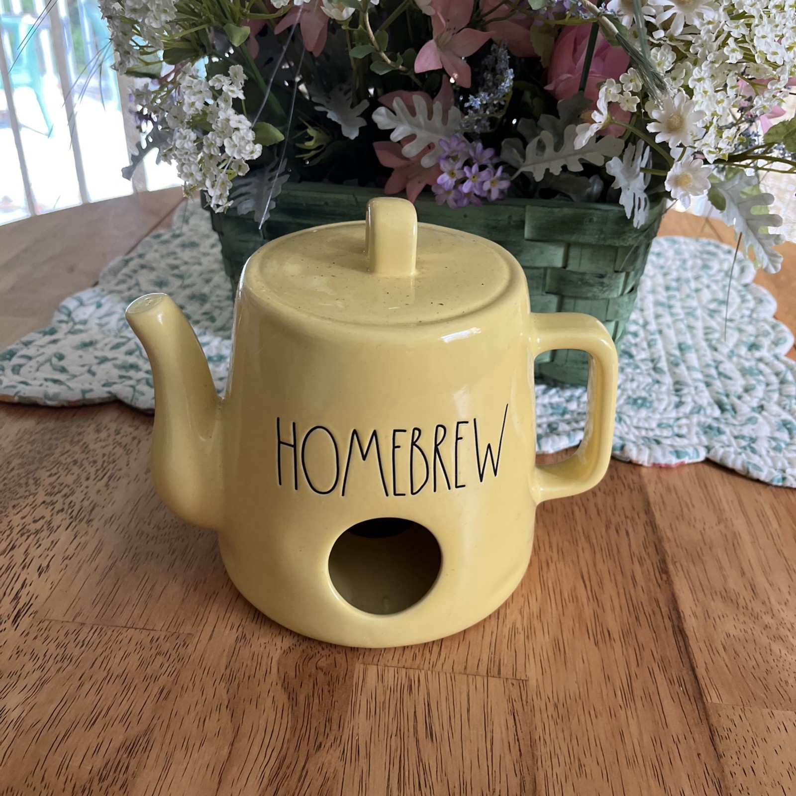 Rae Dunn Yellow Teapot Birdhouse Homebrew 