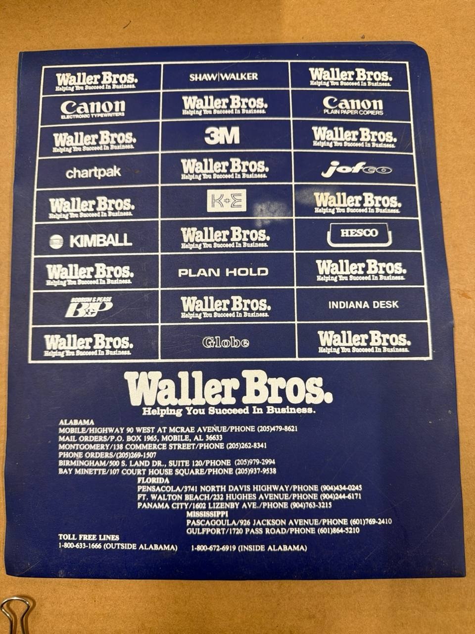 Vintage Waller Bros Office Supply Dealer Advertising Folder Canon 3M Shaw-Walker