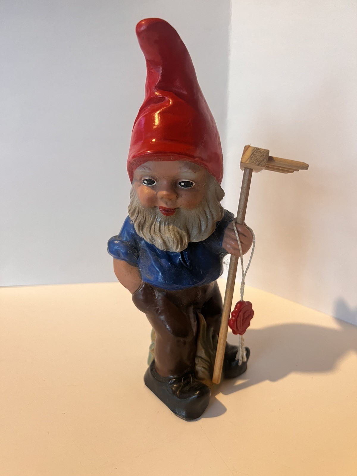 Heissner Vintage Gnome with rake Figurine Germany 9 Heissner Vintage Gnome with rake Figurine Germany 9