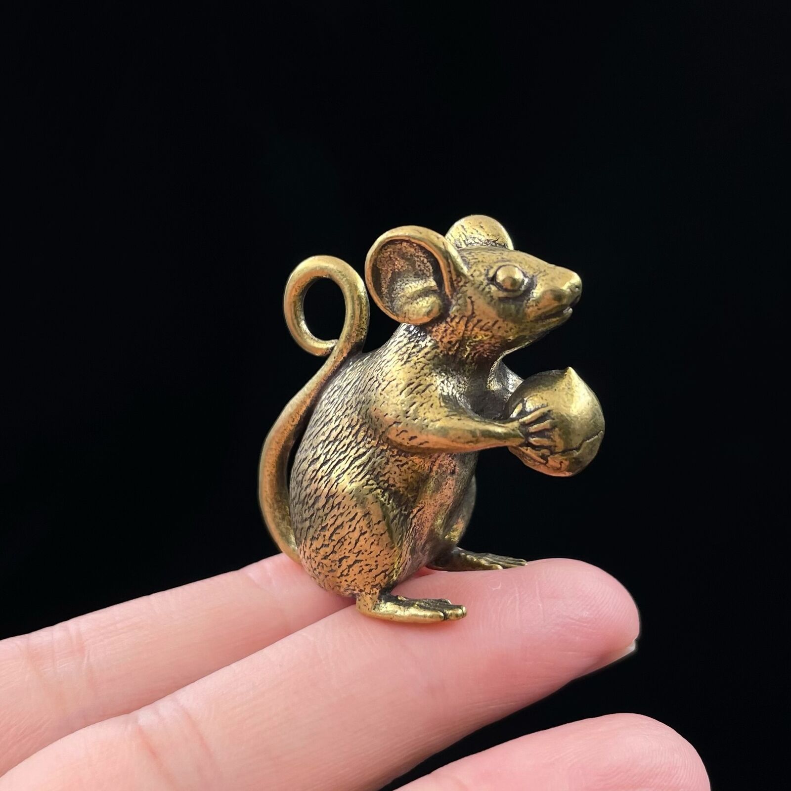 Tabletop Figurine Brass Mouse Animal Statue Sculpture Home Decor Gift
