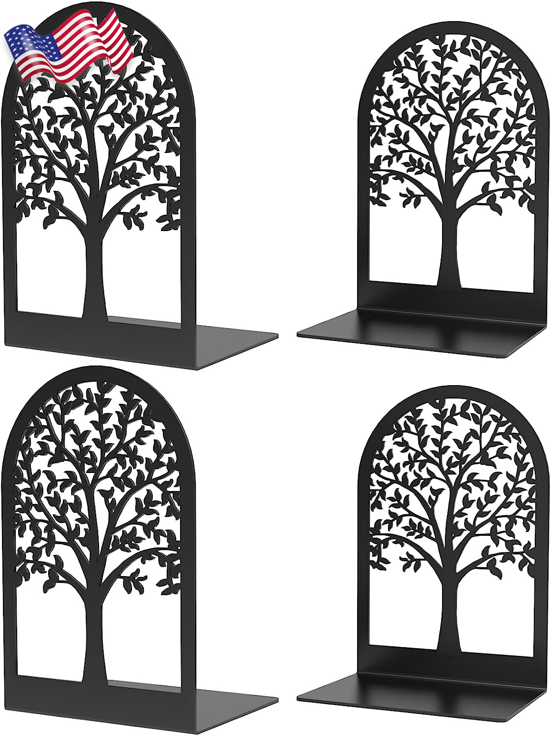 Tree Ends Shelves Heavy Duty Bookend Book Holder Home Office Large 4 Pcs NEW