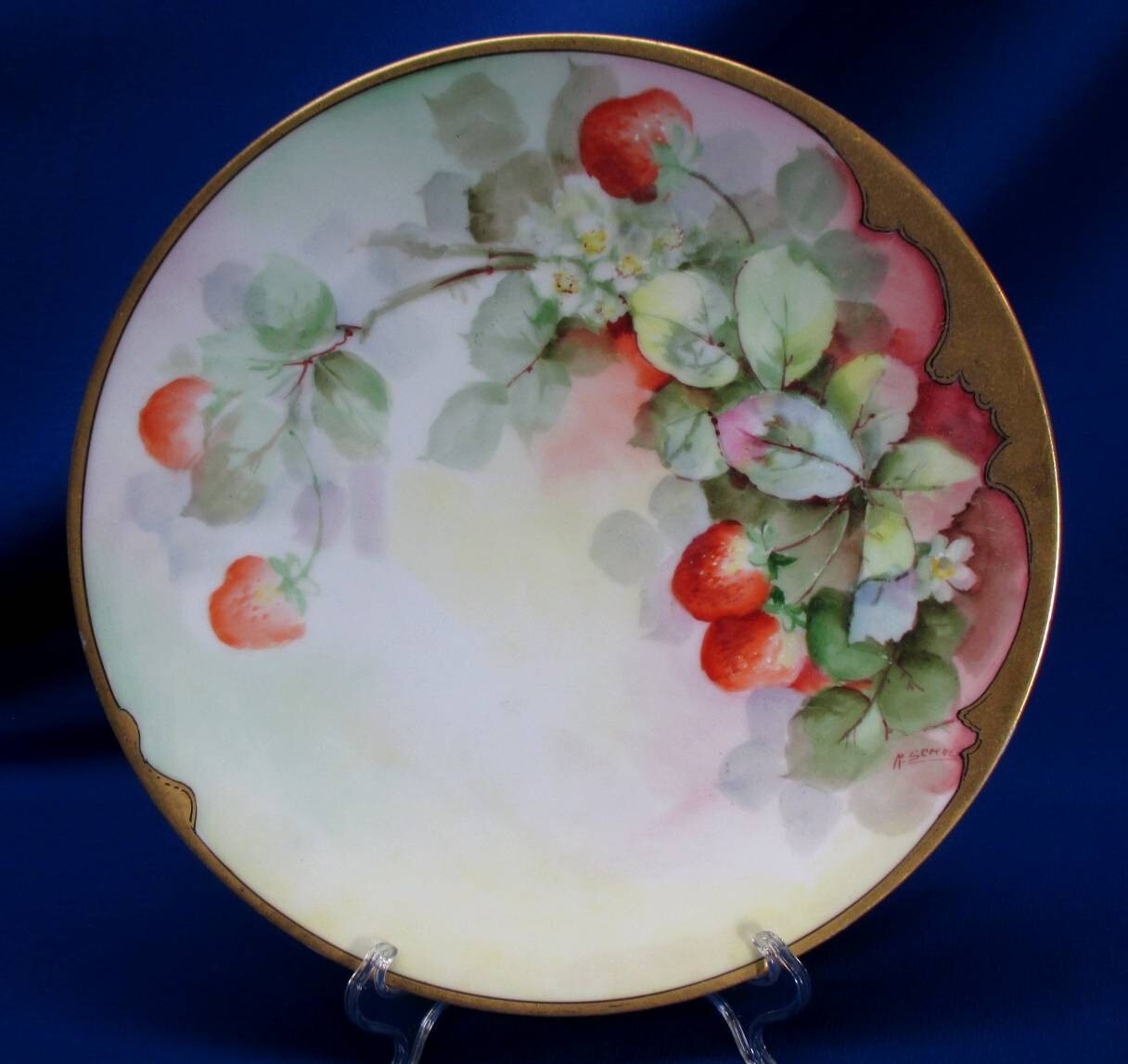BEAUTIFUL HAND-PAINTED STRAWBERRIES 10.75\