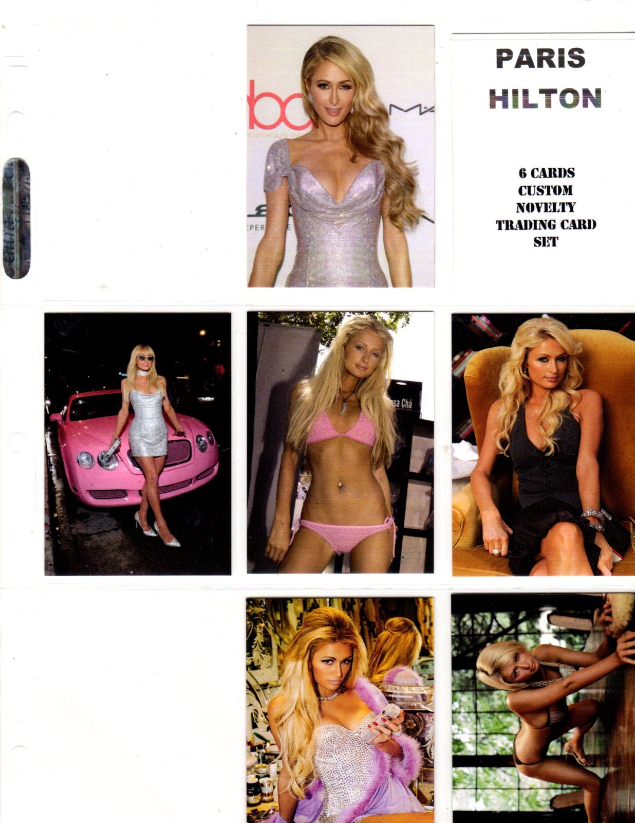 PARIS HILTON     CUSTOM   NOVELTY  TRADING CARD 6 CARDS  SET