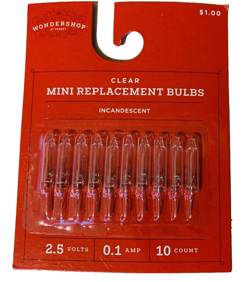 2.5 Volt Clear Mini Christmas Light Replacement Bulbs Wondershop Lights 10 pk