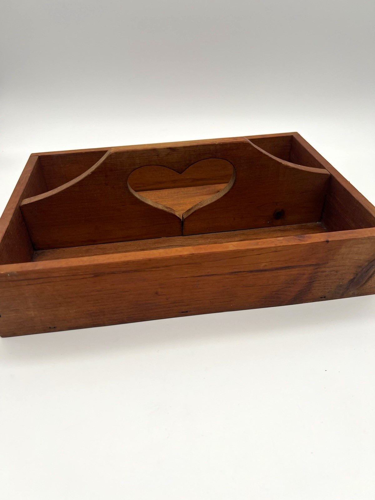 Vintage granny core handmade heart handle wood utility caddy 90s vintage Vintage granny core handmade heart handle wood utility caddy 90s vintage