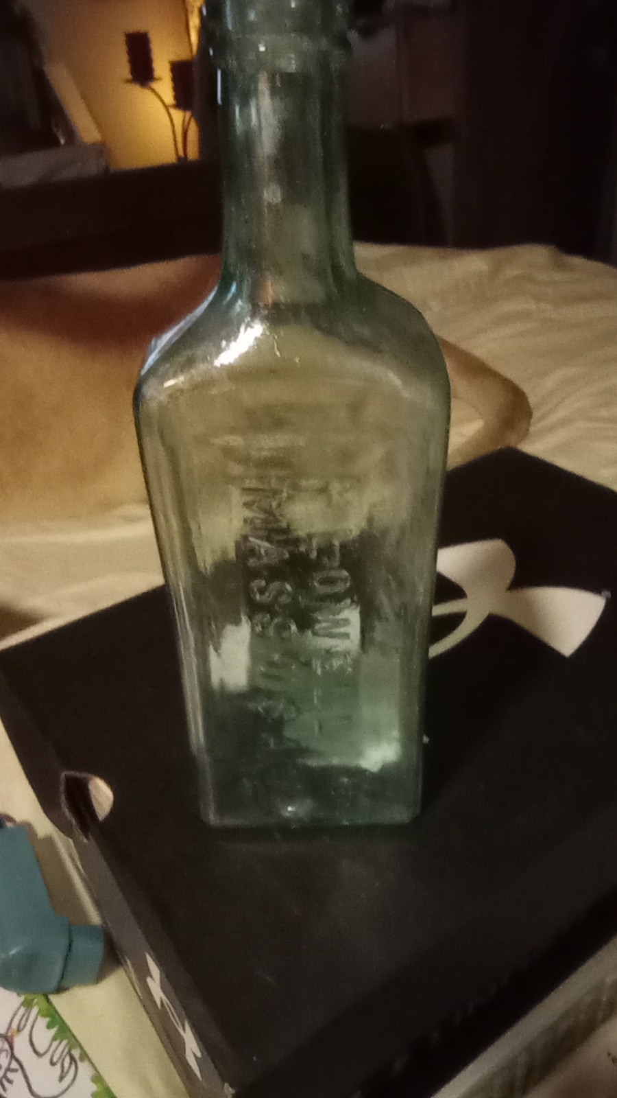 Large Ayer's Sarsaparilla Medicine Glass Bottle Antique Lowell, Mass Antique 