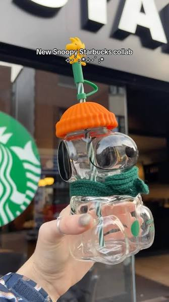 AUTHENTIC 2026 Starbucks × Peanuts Snoopy Collab Glass Cup 22oz NEW 