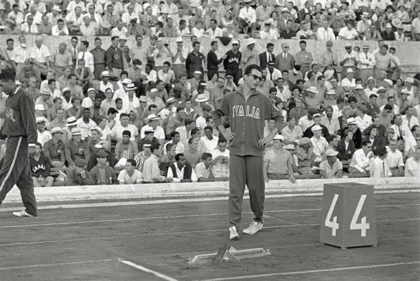 Italian athlete Livio Berruti getting ready 200 metre sprint race - Old Photo