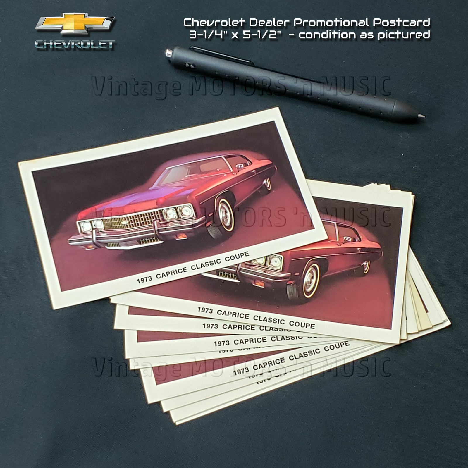 1973 Vintage Chevrolet Caprice Classic Coupe Postcard 5.50\