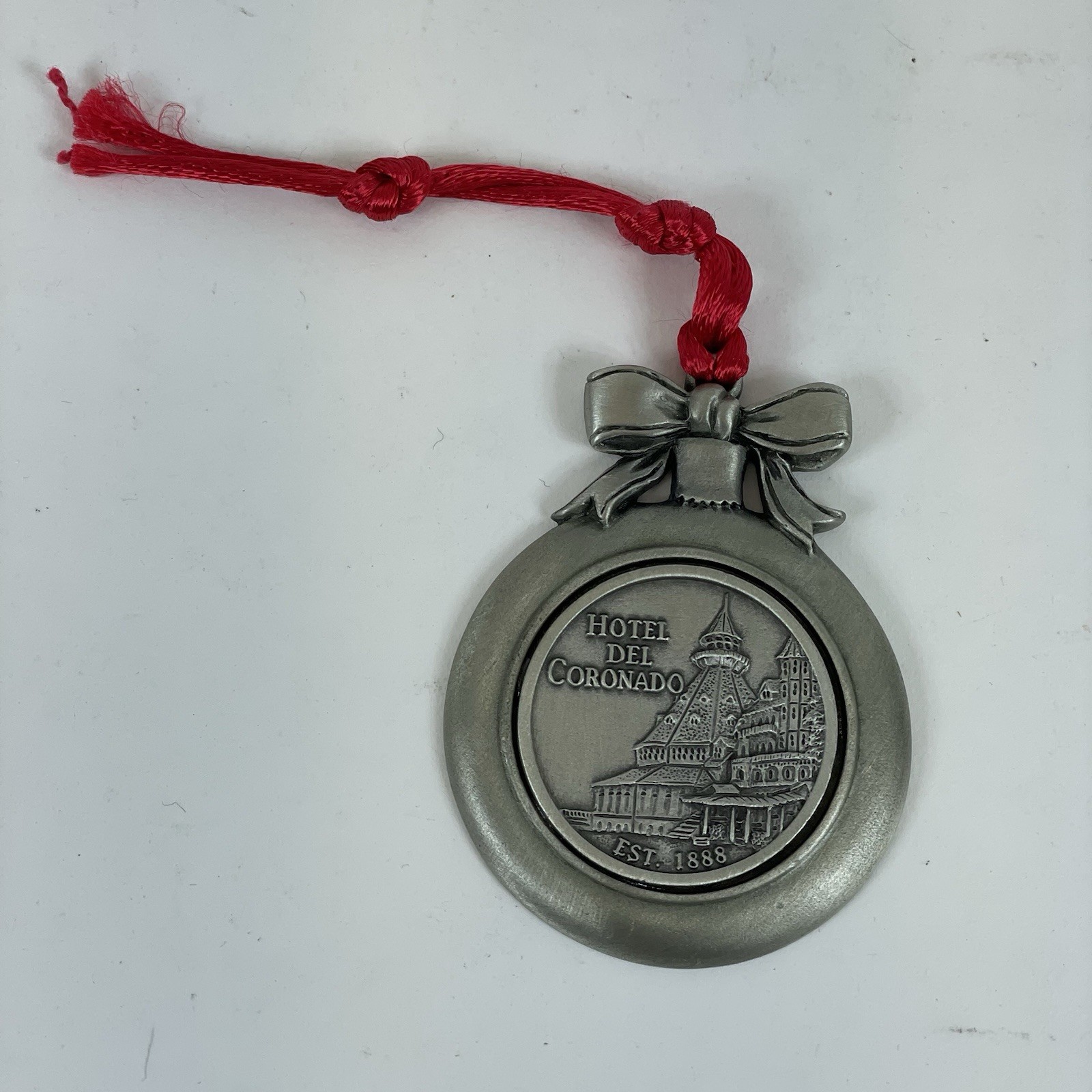 Hotel Del Coronado Pewter Christmas Ornament by FORT Pewter CA California Round
