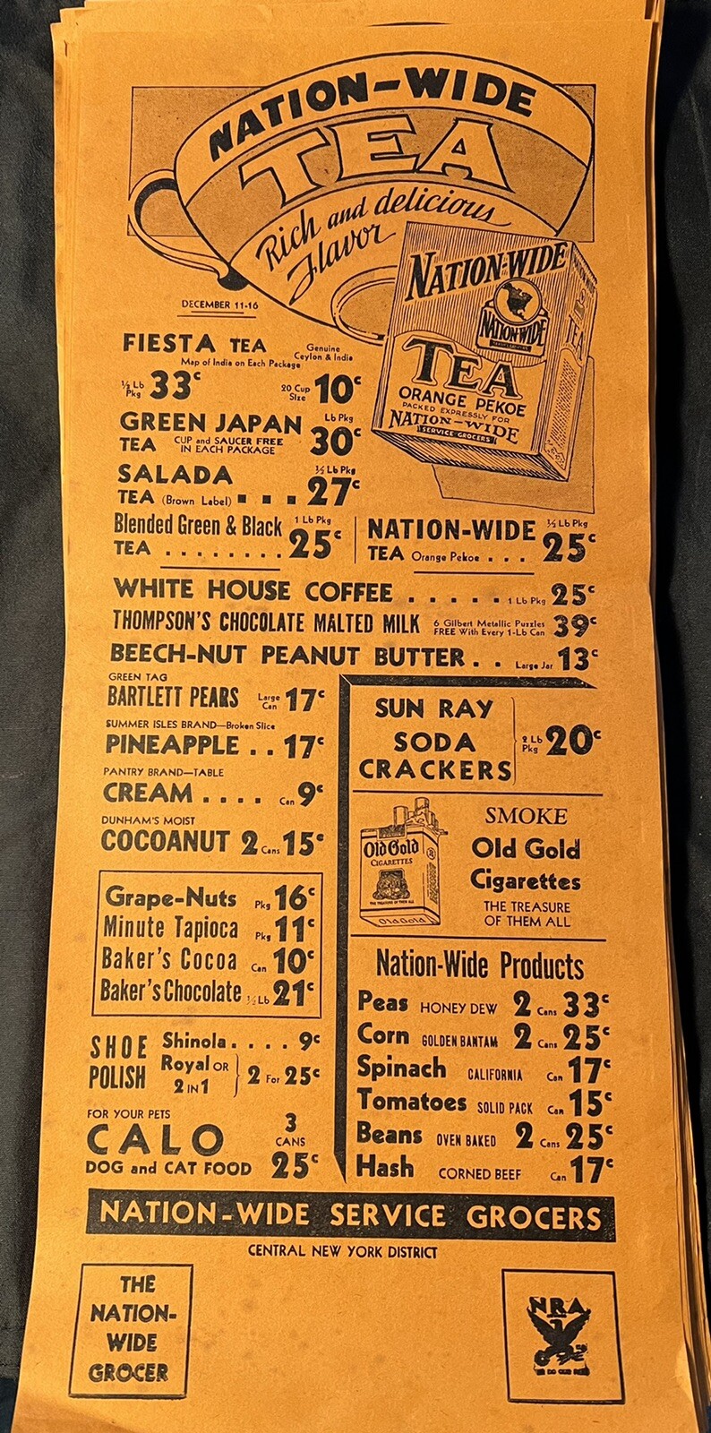 1930s NATION-WIDE Grocers lg Grocery Mailer Cigarettes Coffee Tea NY NRA Vtg 1930s NATION-WIDE Grocers lg Grocery Mailer Cigarettes Coffee Tea NY NRA Vtg