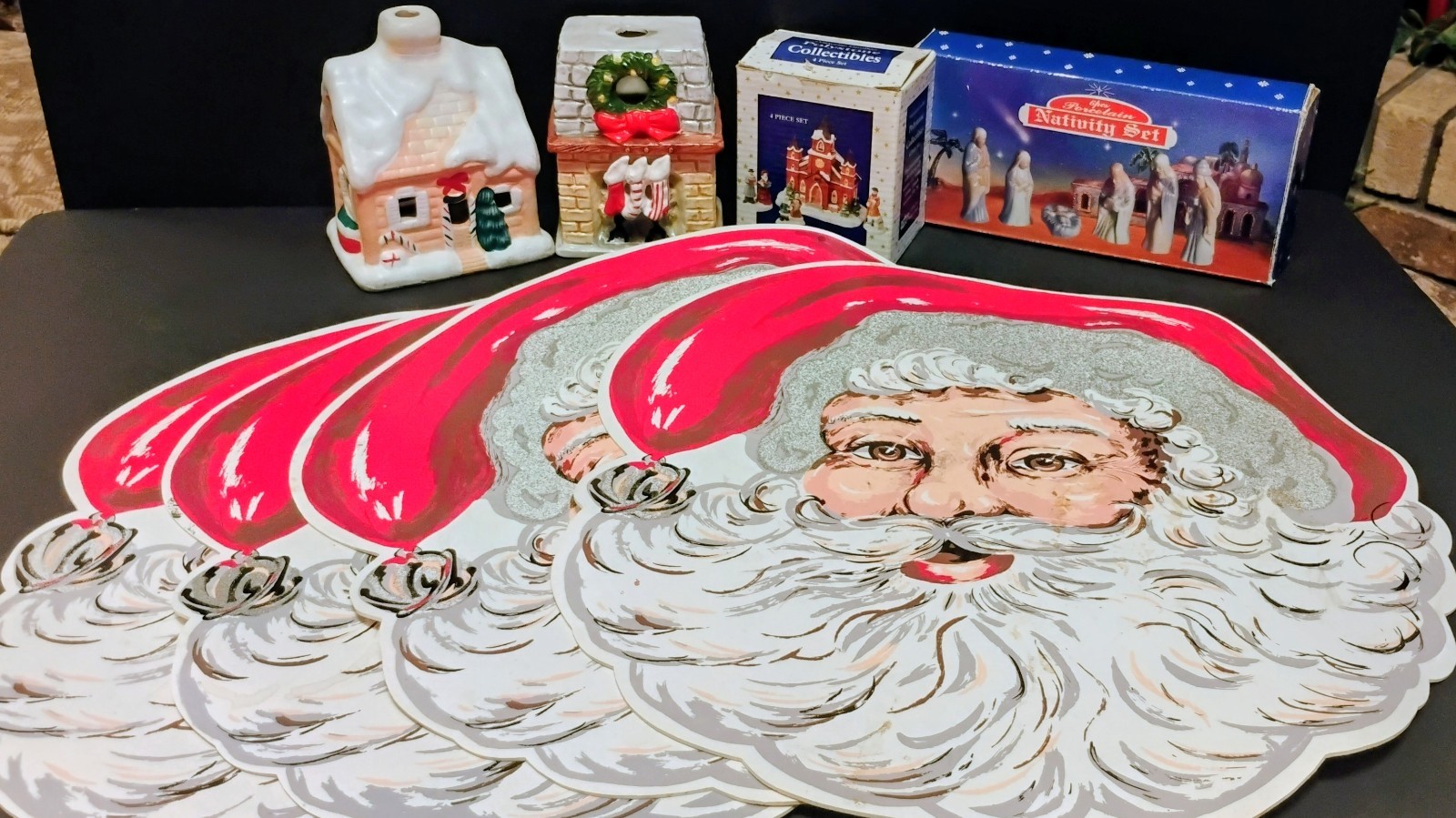 Holiday Decorations- Vintage 1980s/1990s Christmas Tabletop Collection Lot