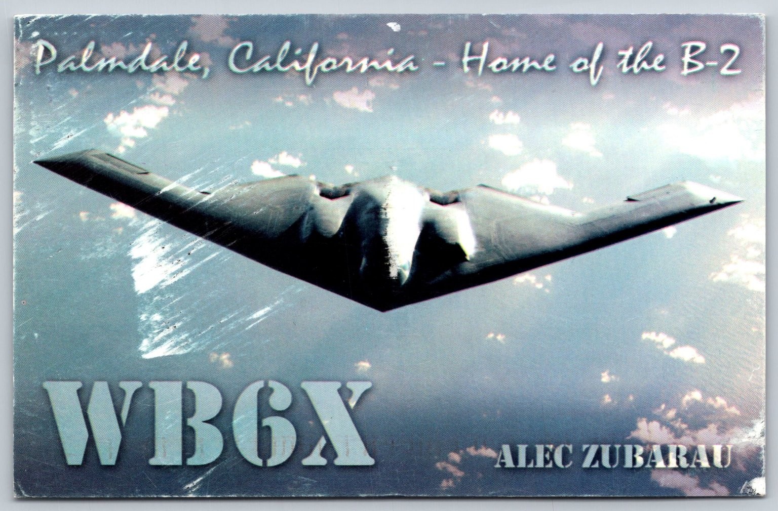 Palmdale CA B-2 Stealth Bomber QSL Postcard 2004 Wilma Rudolph Stamp A394 Palmdale CA B-2 Stealth Bomber QSL Postcard 2004 Wilma Rudolph Stamp A394