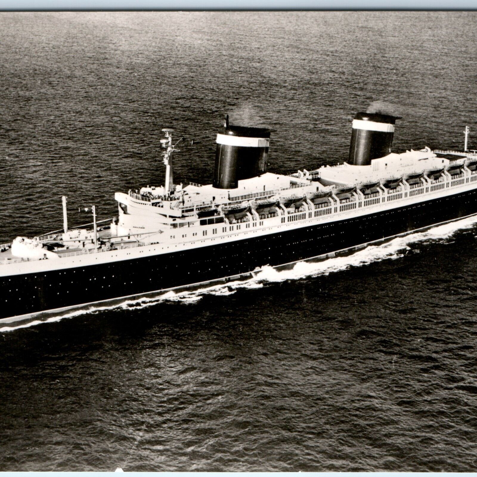 c1950s SS America  RPPC Steamship Info Real Photo Newport News Ship Postcard A98