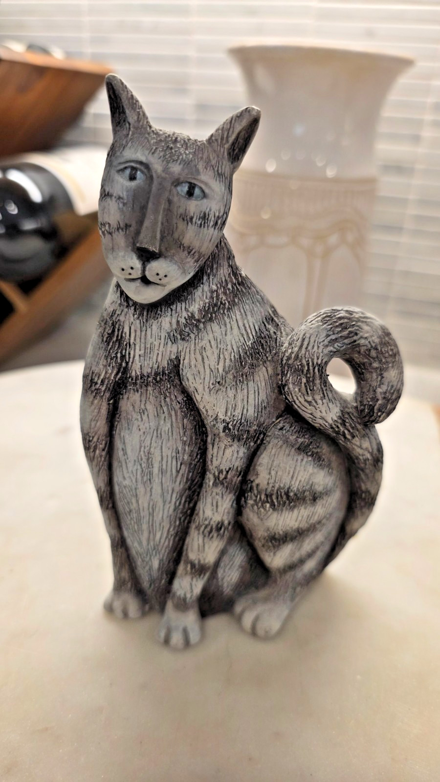 Vintage Marsha McCarthy Cat Figurine Gray Striped Tabby SIGNED