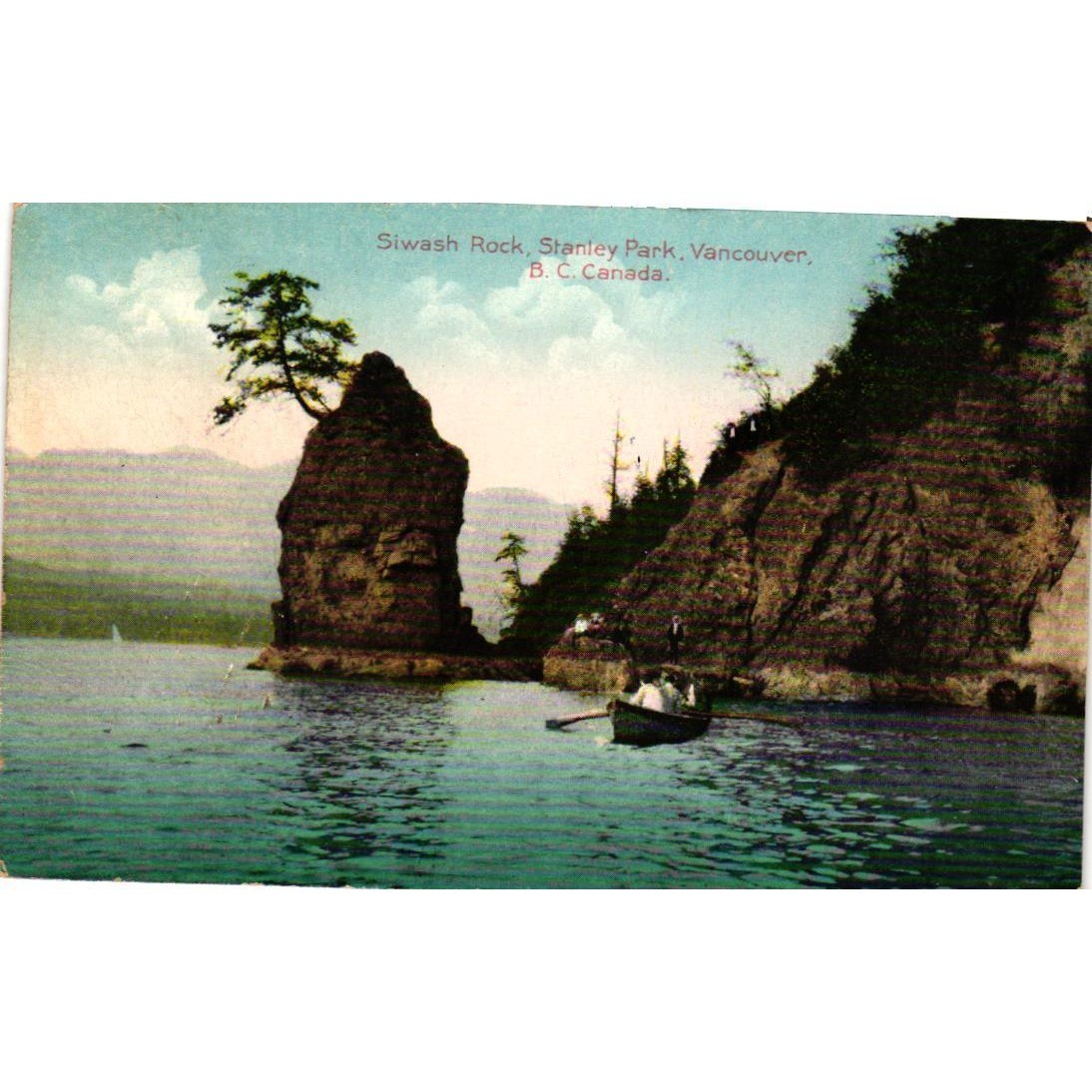 Vintage Siwash Rock Stanley Park Vancouver BC Canada Postcard Coast Publishing