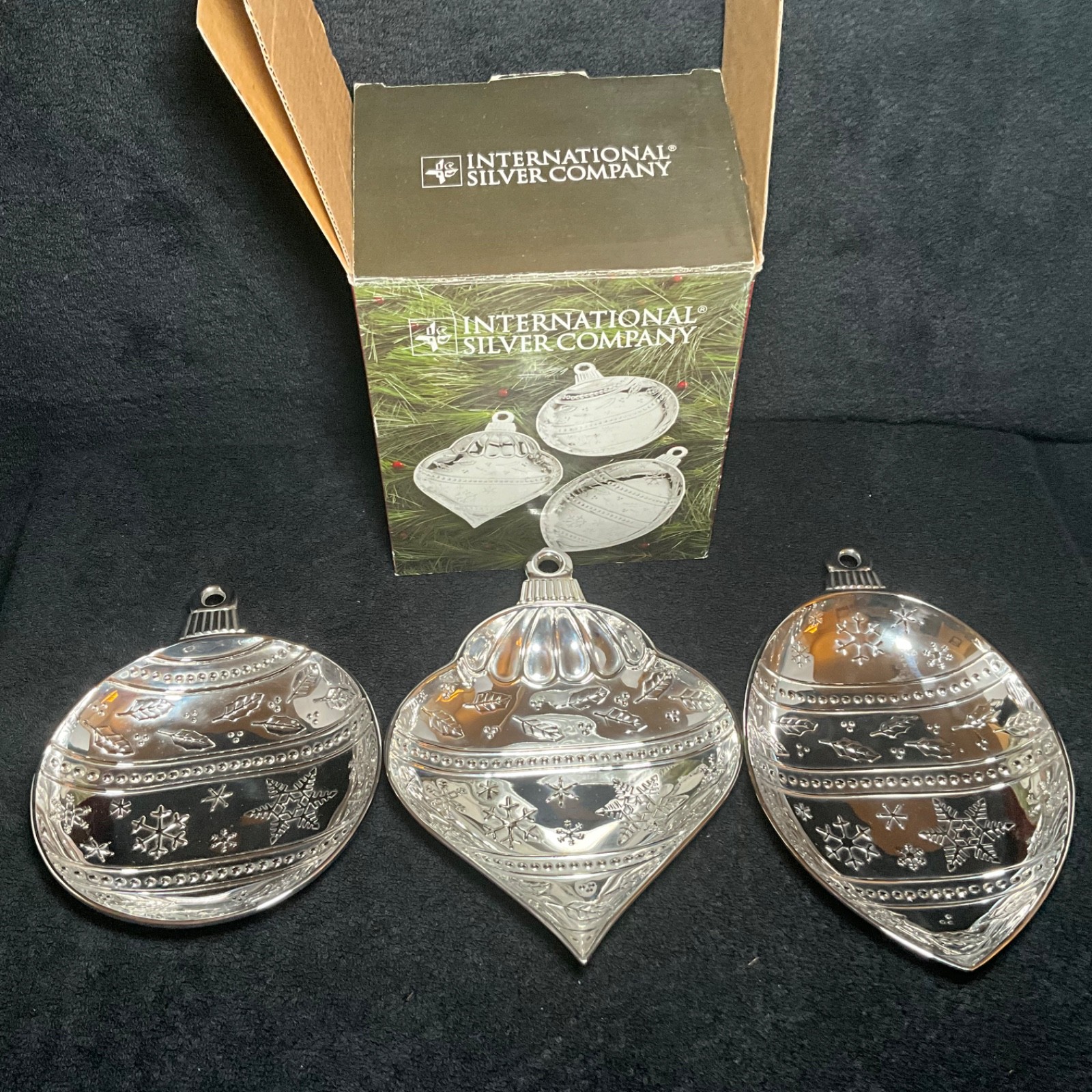 Set of 3 Christmas Ornament International Silver Co. Nut/Candy Bowls