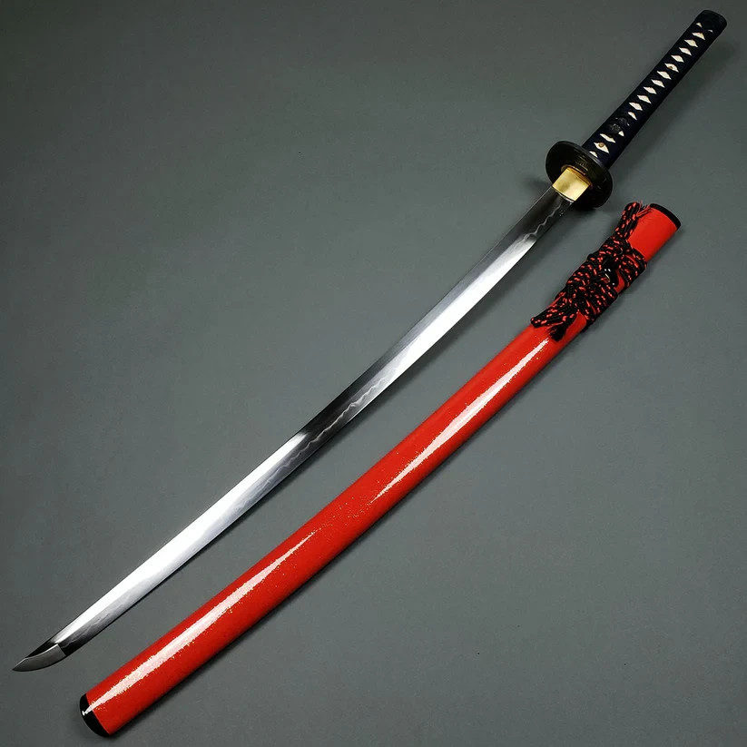 Musashi Silver Shirakawa Gunome Hamon Pattern Hand Forged Katana Sword