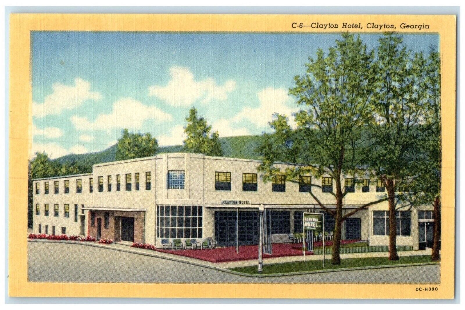 c1930\'s Clayton Hotel Building Street View Clayton Georgia GA Vintage Postcard
