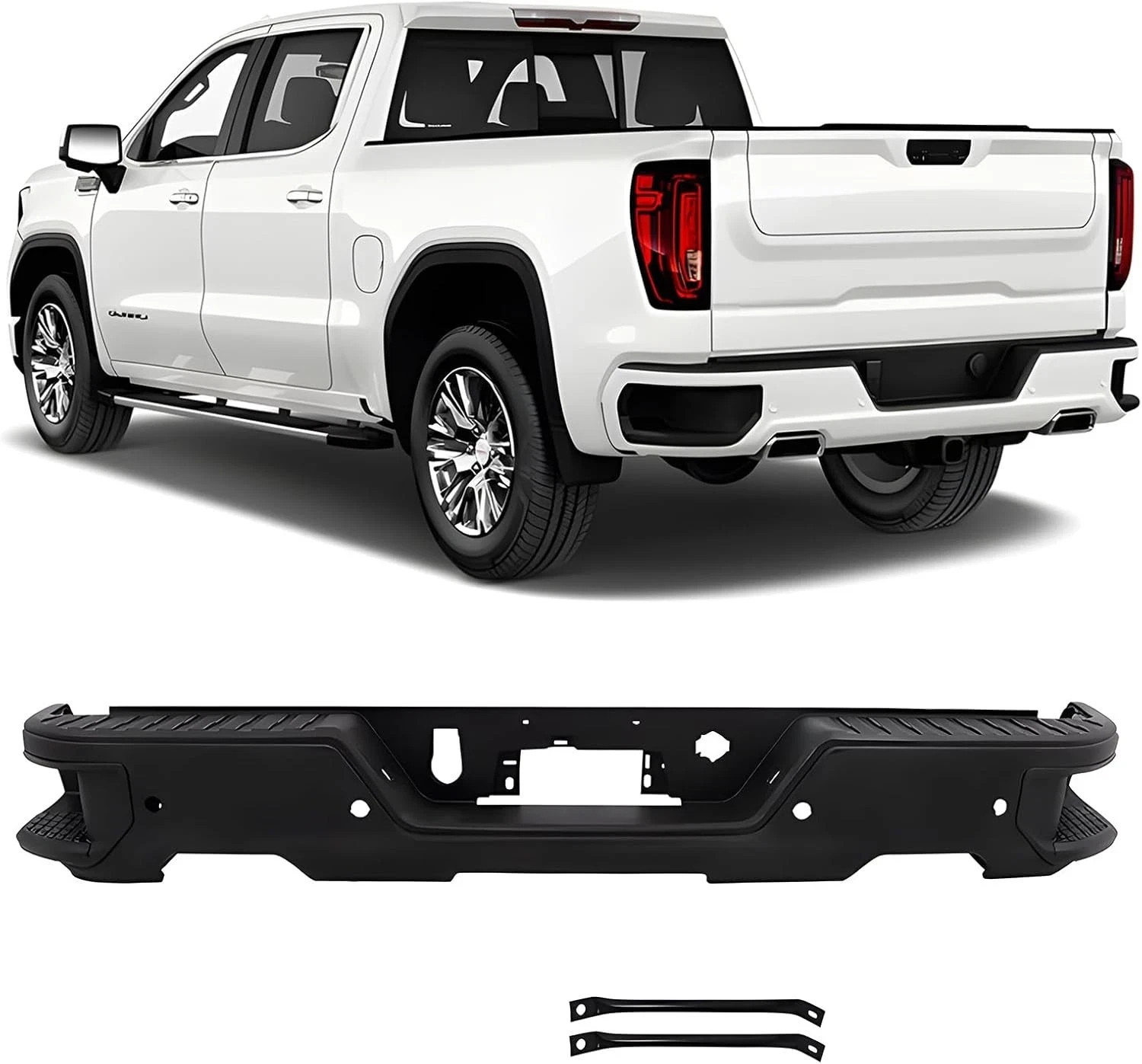 Black Rear Bumper Replacement Fit for 2019-2023 Chevy Silverado GMC Sierra 1500, Black Rear Bumper Replacement Fit for 2019-2023 Chevy Silverado GMC Sierra 1500,