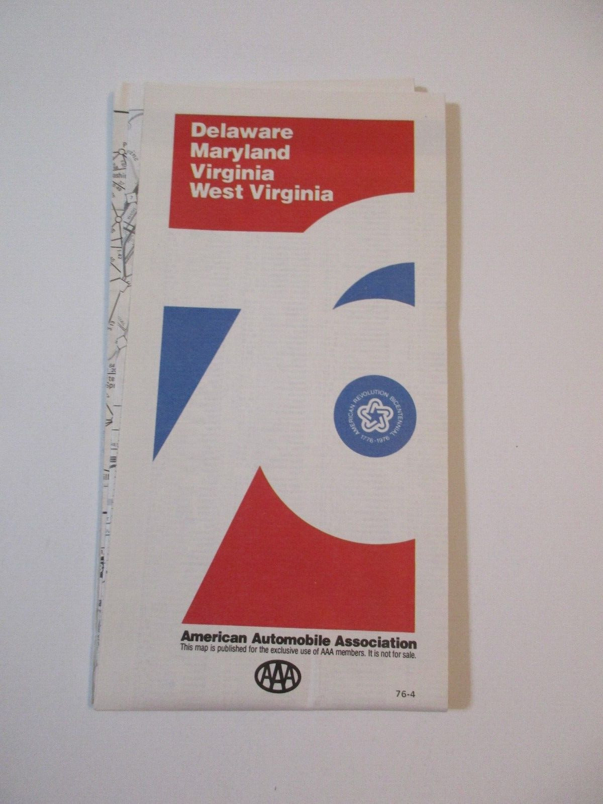 Vintage AAA 1976-1977 Delaware Maryland Virginia WV Travel Road Map~BR6