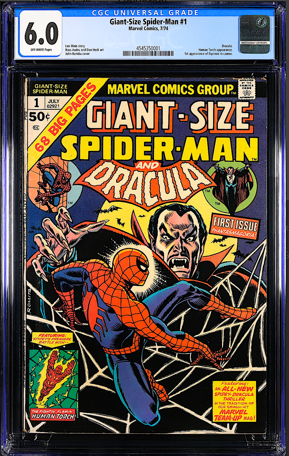 Giant-Size Spider-Man & Dracula #1 } CGC 6.0 Case Sharp Crystal Clear New Cond.