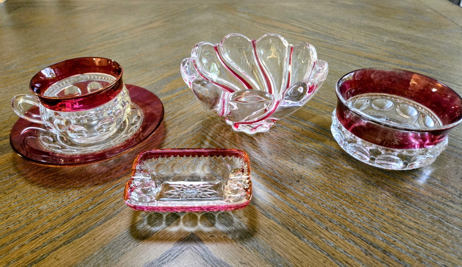Lot Of Red VTG Glass Saucer Cup Bowls Ashtray Ruby Peppermint Cranberry Lot Of Red VTG Glass Saucer Cup Bowls Ashtray Ruby Peppermint Cranberry
