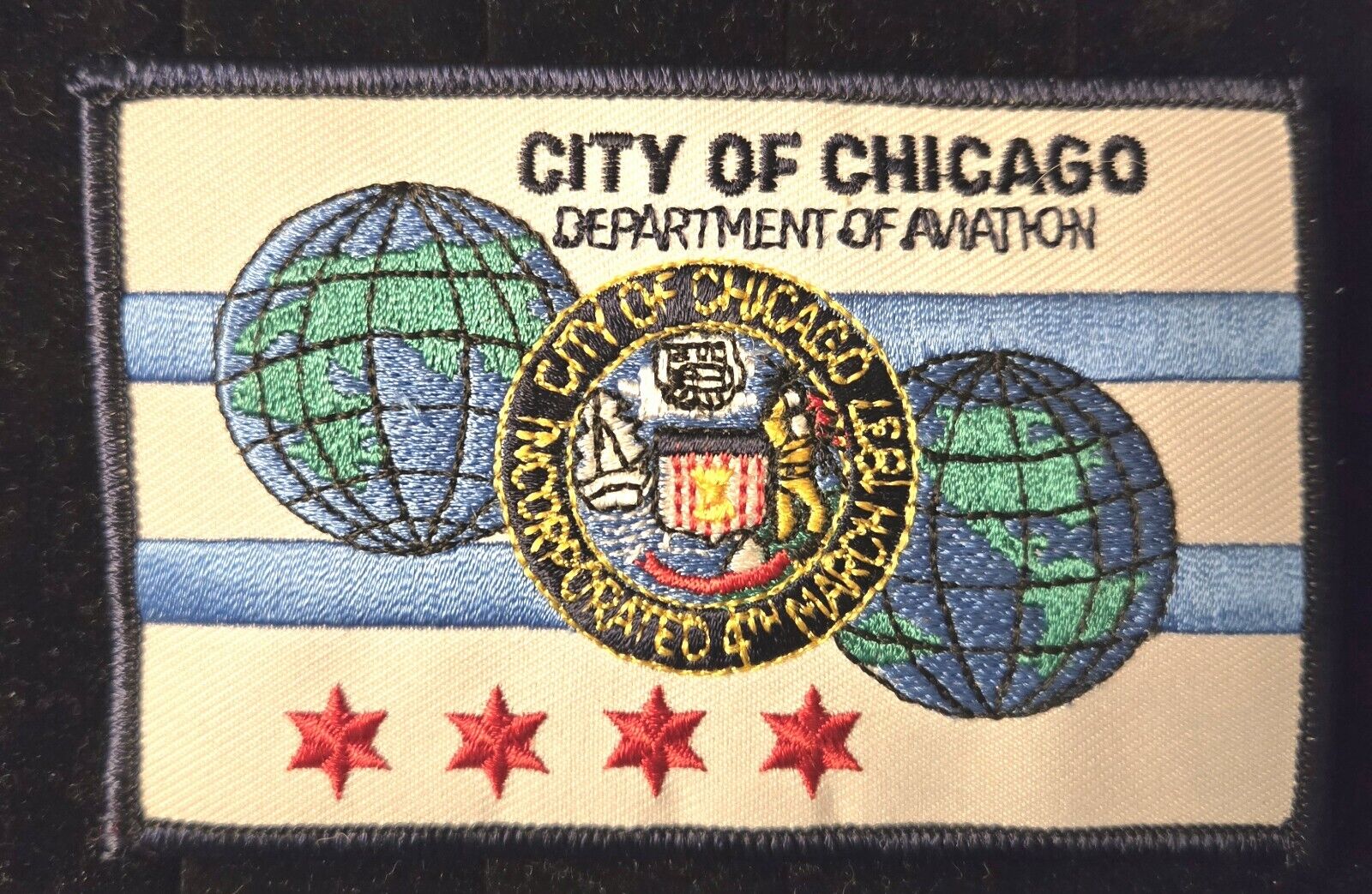 Vintage City Of Chicago Dept. Of Aviation-City Flag Embroidered Patch New