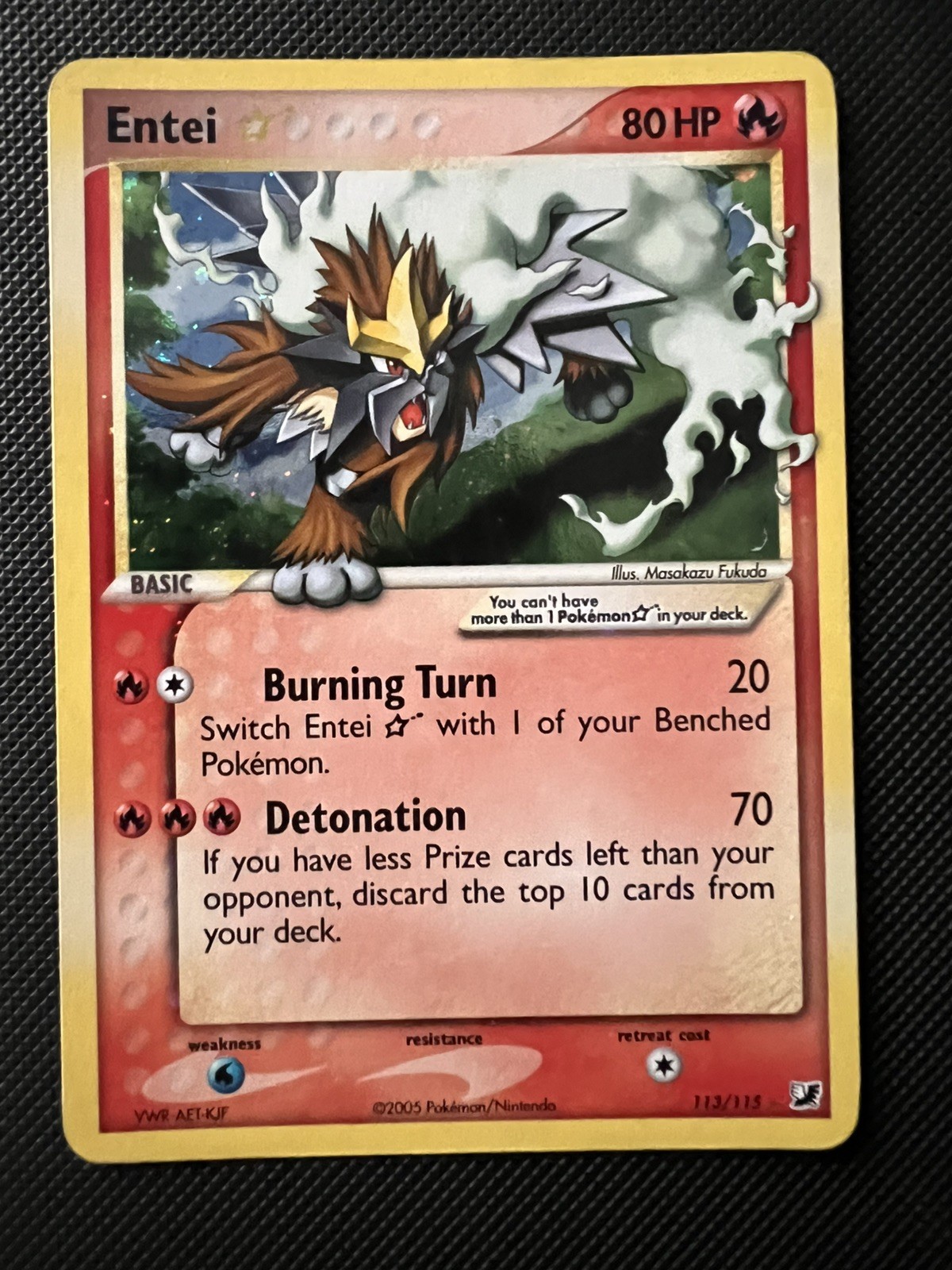 Entei Gold Star Pokemon TCG Unseen Forces 113/115 RAW Swirl Entei Gold Star Pokemon TCG Unseen Forces 113/115 RAW Swirl