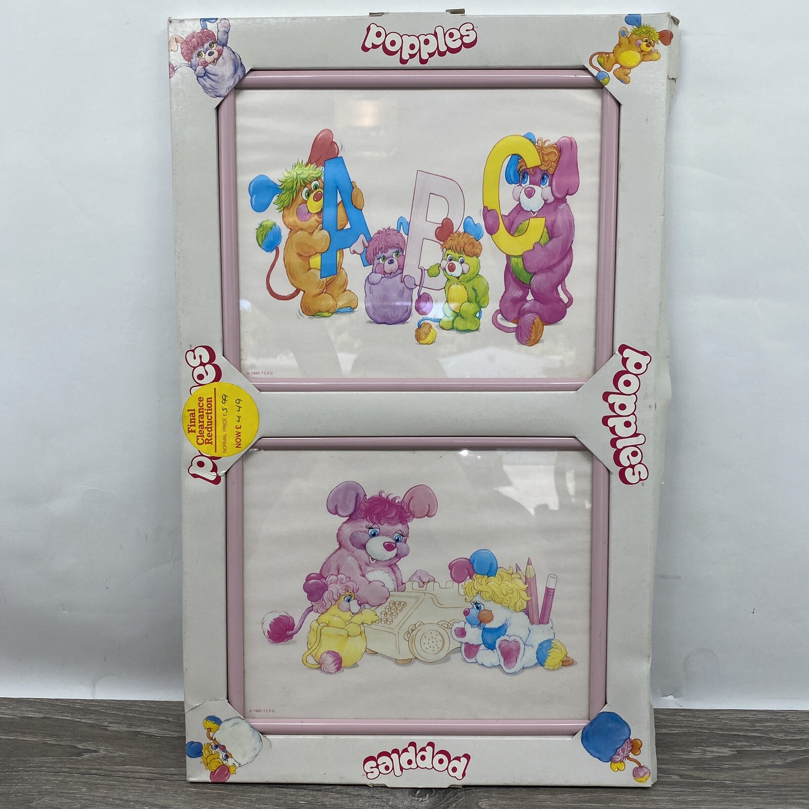 Vntg 1980s Framed Print ABC Popples Pink Pretty Bit Party NOS New Original Box