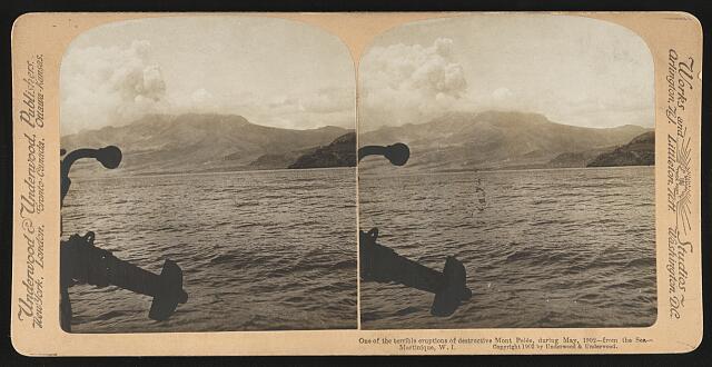 One of the terrible eruptions of destructive Mont Pel�e, during May 1 Old Photo