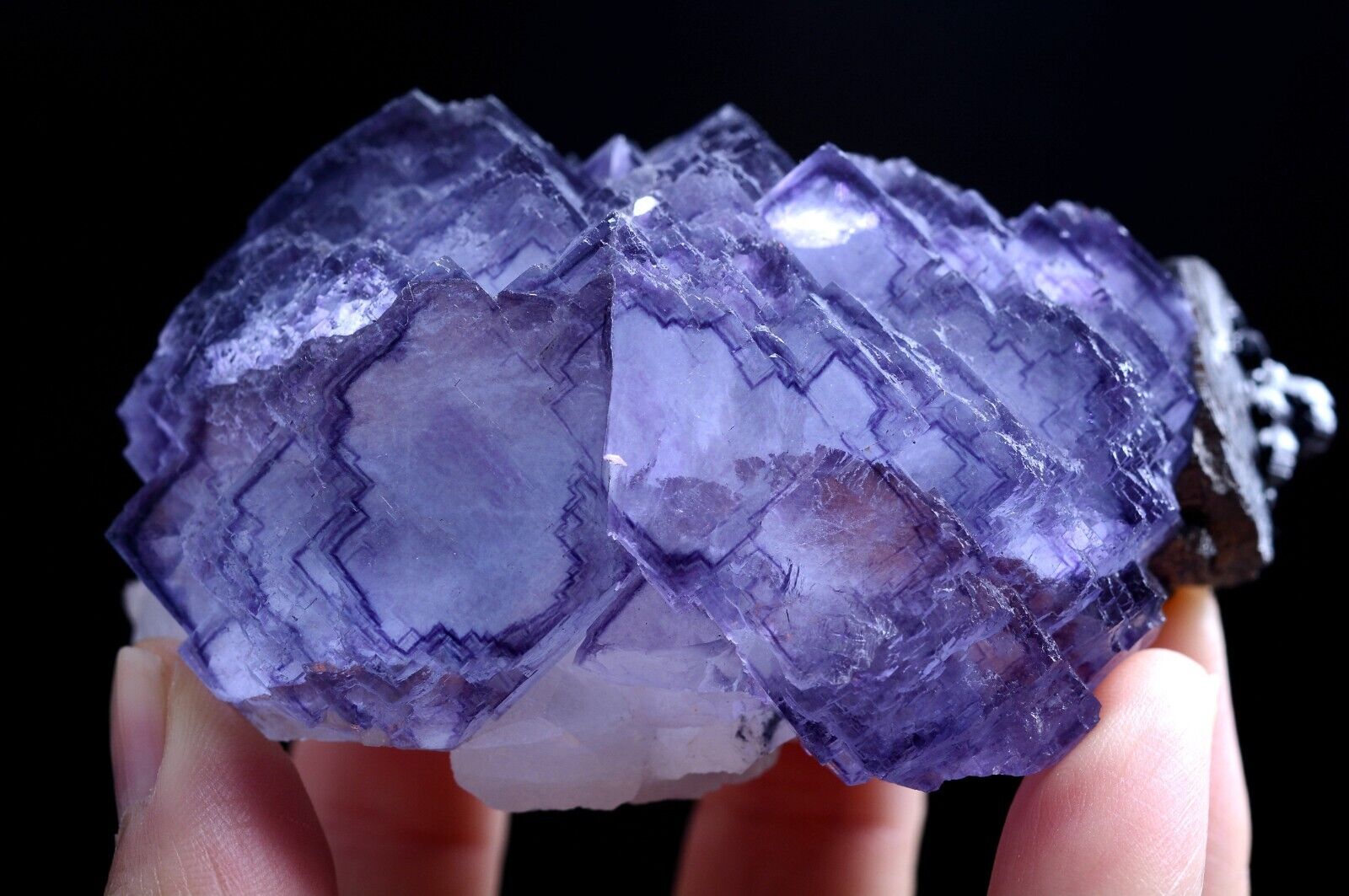 281g Natural Phantom Window Purple Fluorite & Arsenopyrite Mineral Specimen