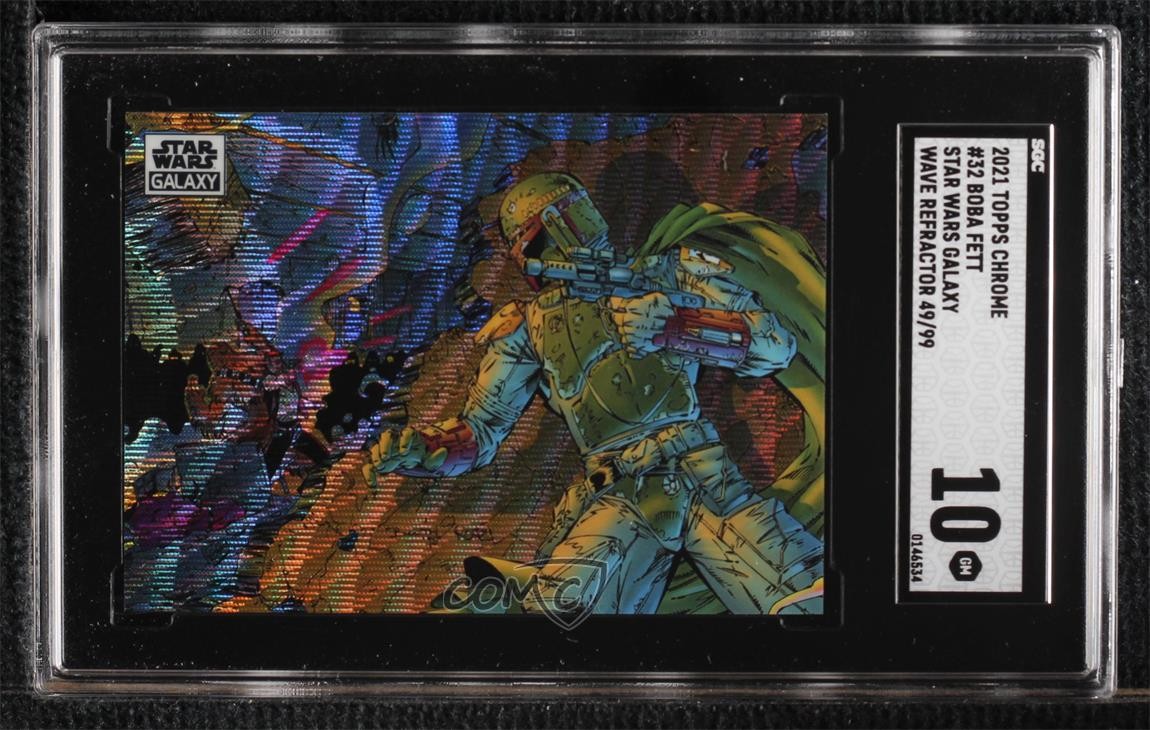 2021 Chrome Star Wars Galaxy Wave Refractor 49/99 Boba Fett Brett Booth #32 0b3o
