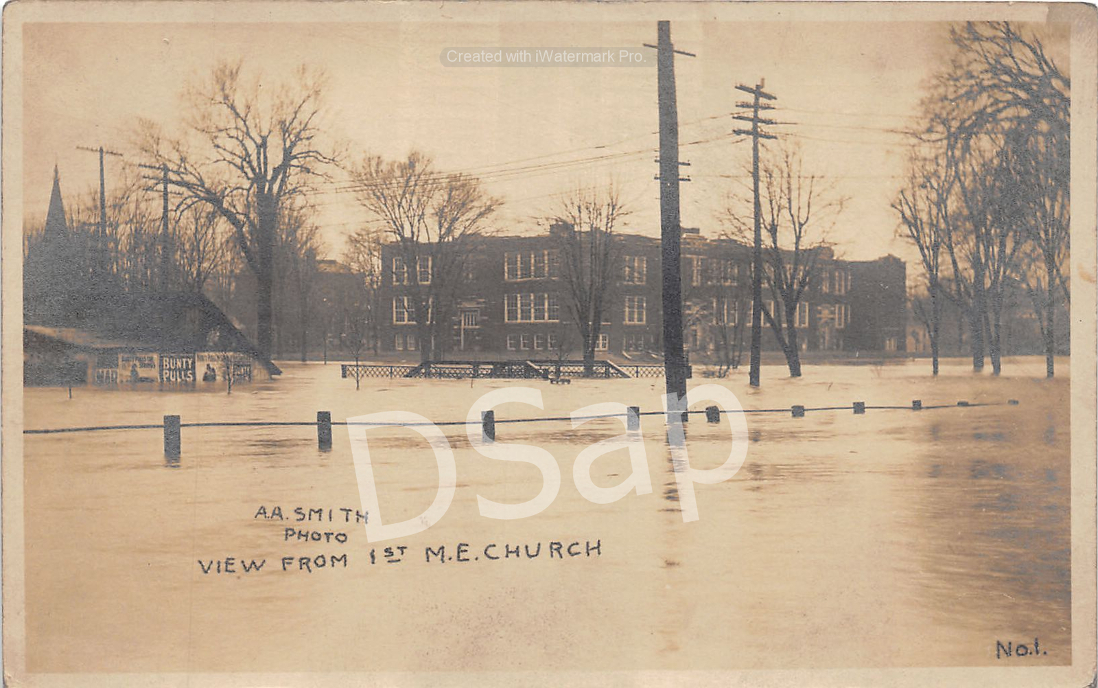 J8/ Van Wert Ohio RPPC Postcard c1910 Flood Disaster 1st M.E. Church 133