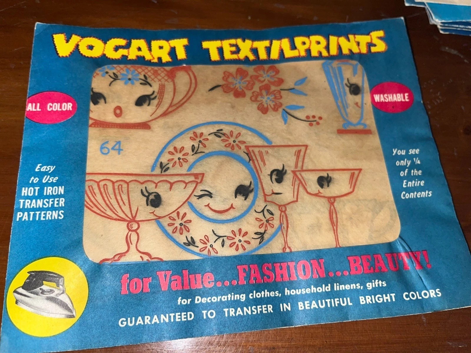 Vintage Vogart TextilPrints Anthropomorphic Kitchen Hot Iron ransfer MCM 64