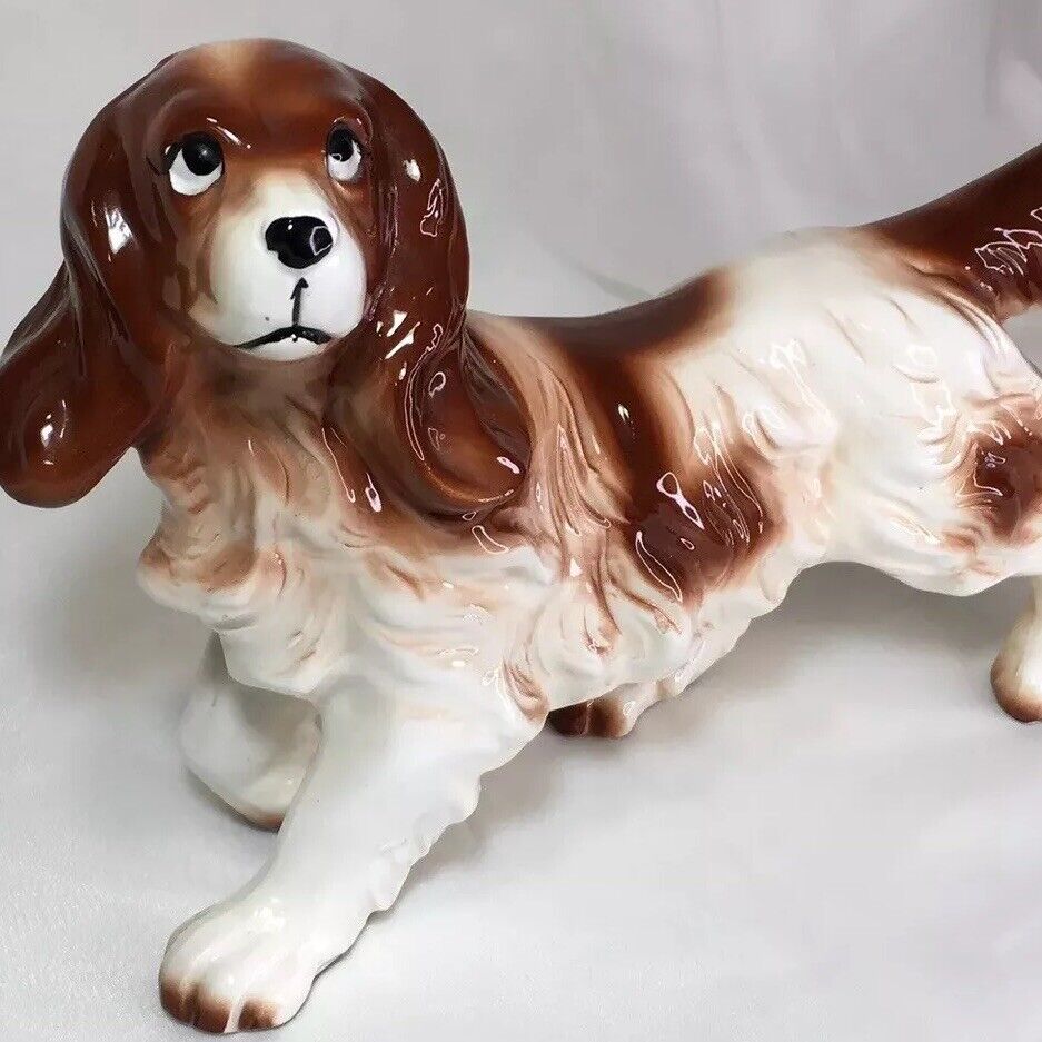 10” Large Cocker Spaniel Dog Figurine, Japan, Vintage Glazed Porcelain❤️