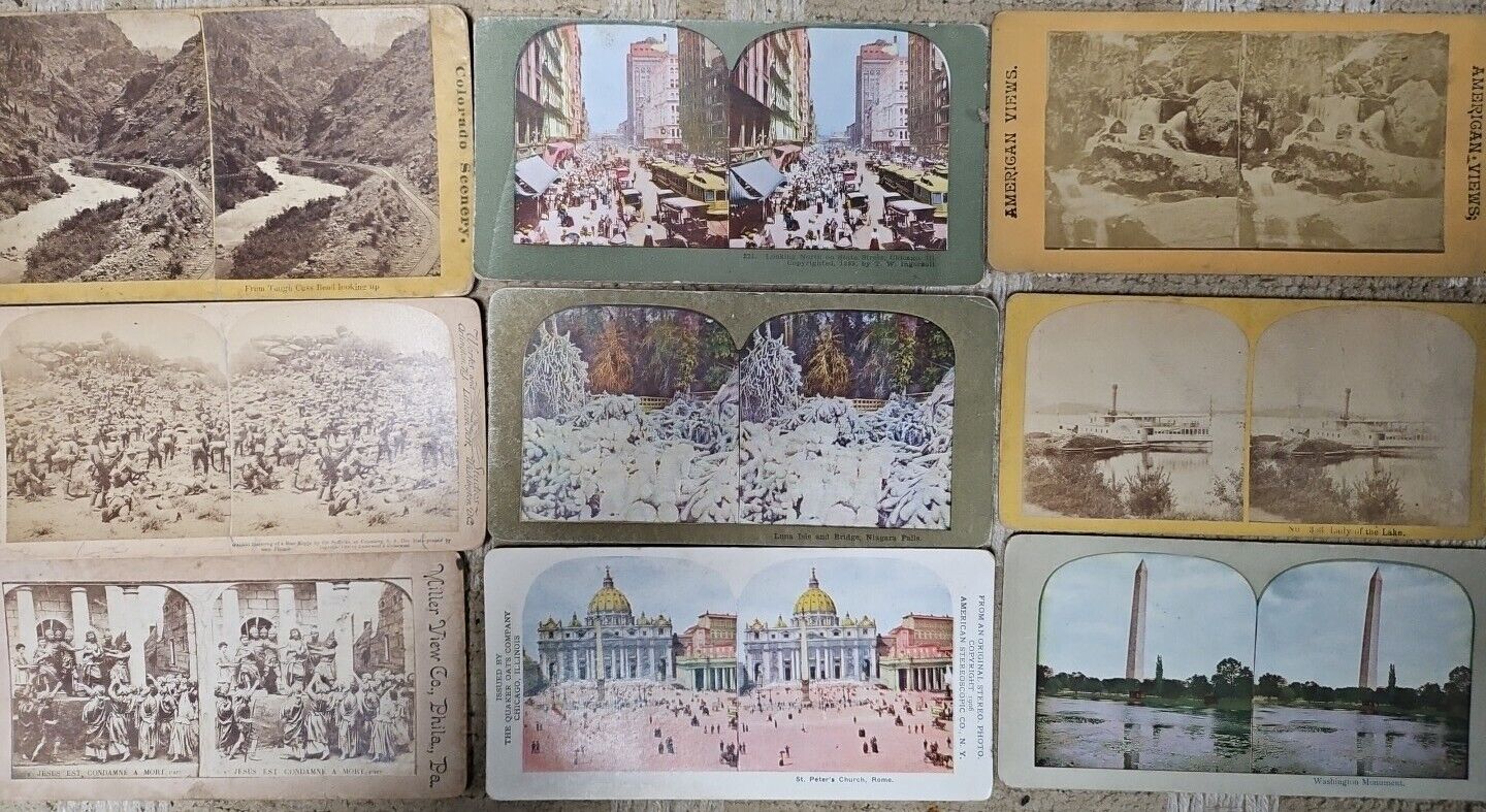 Nine (9) Vintage Stereoview Cards