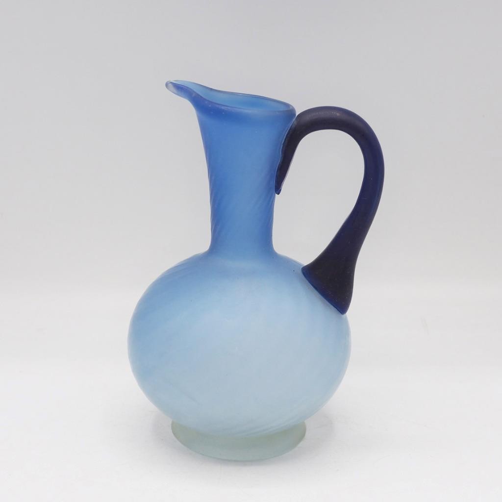 Mid-Century Cobalt Blue Murano Glass Pitcher Vase