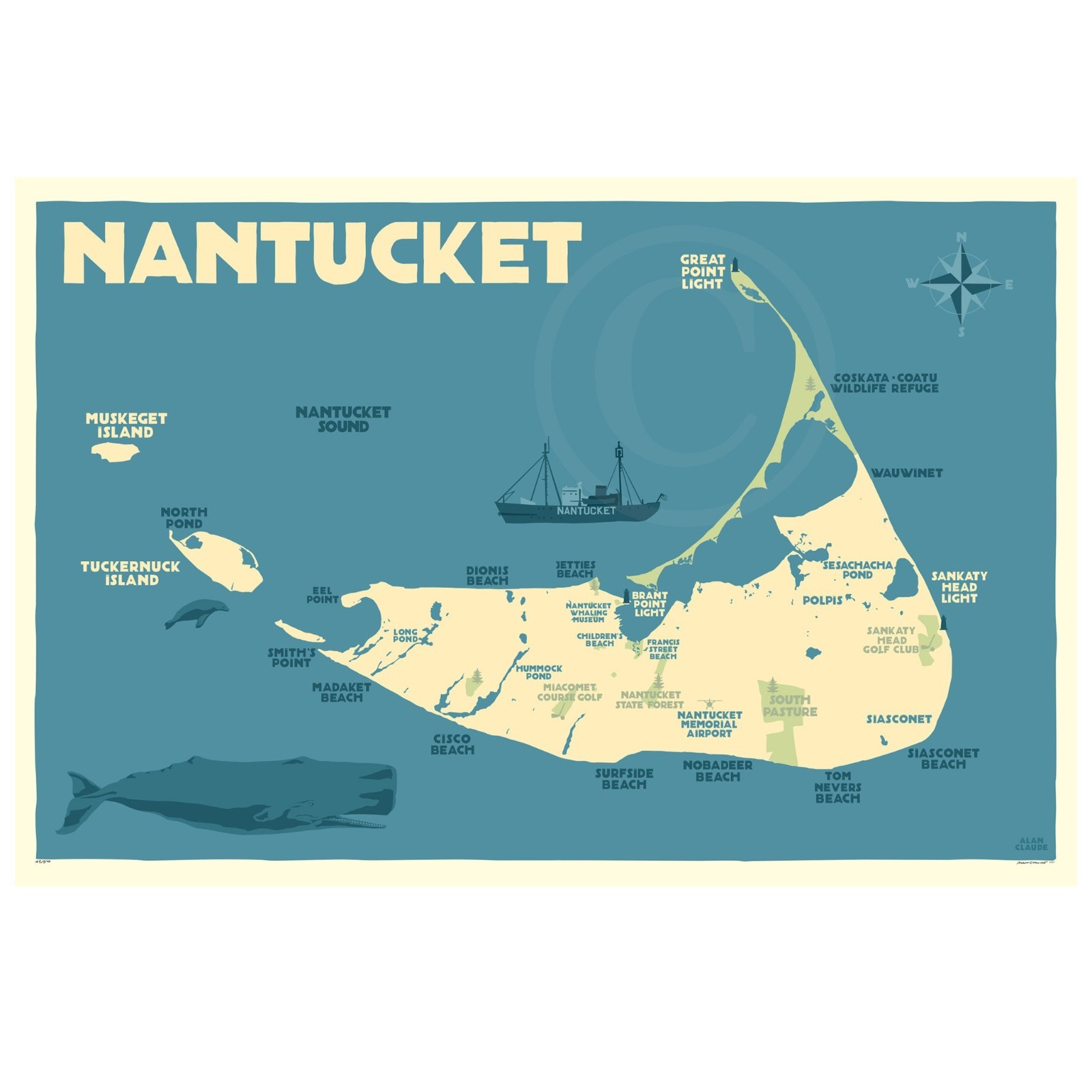 a103 Nantucket Massachusetts Vintage Travel Poster Refrigerator Magnet