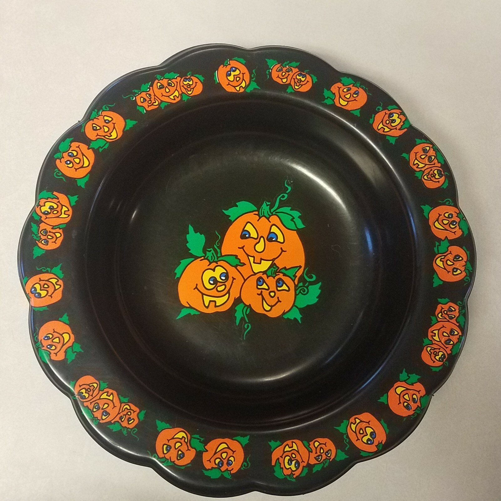 VTG BERMAN INDUSTRIES Halloween Candy Dish Bowl Black Orange Pumpkins Kitsch