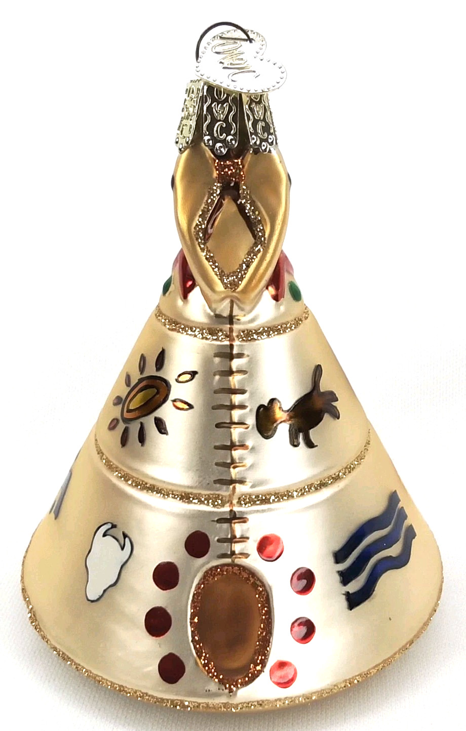 Vintage 1990s Merck Glass Old World Christmas Indian Wigwam Teepee Ornament