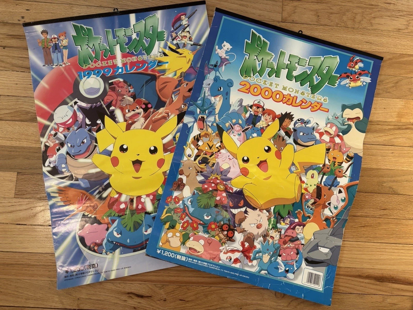 Vintage Japanese Early Pokemon Wall Calendar 1999/2000 Pocket Monsters Pikachu