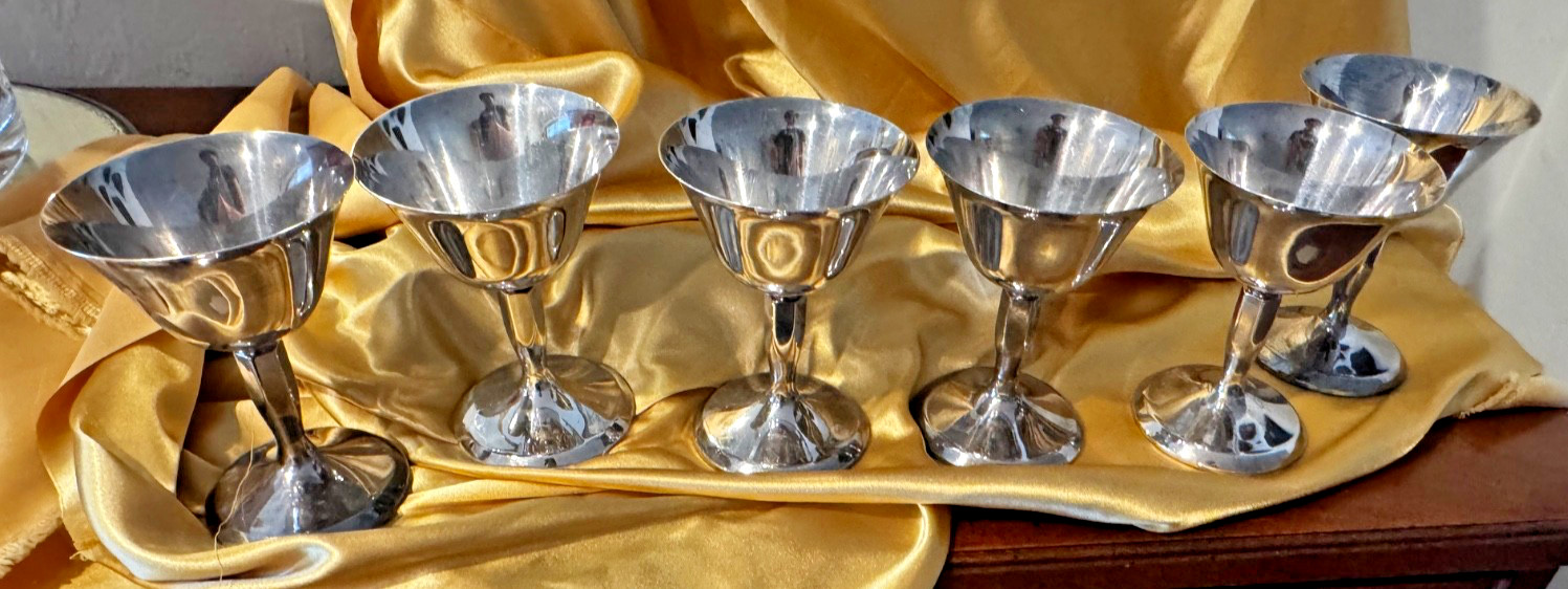 Vintage Plator Champagne Wine Glass Dessert Silverplate Set of 6 Spain