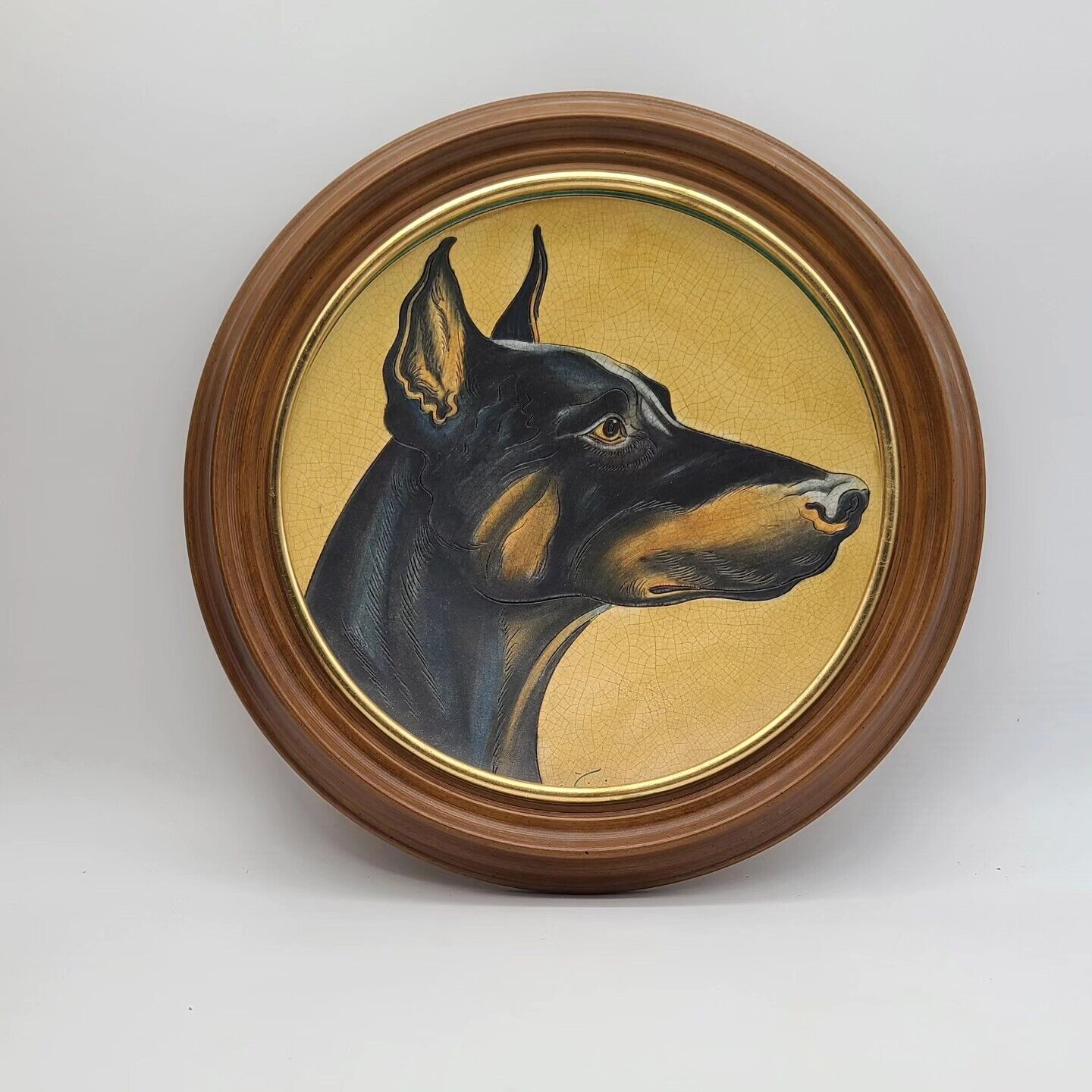 VINTAGE DOBERMAN PINSCHER PLATE BY VENETO FLAIR 1974 LE BY V. TIZIANO ITALY