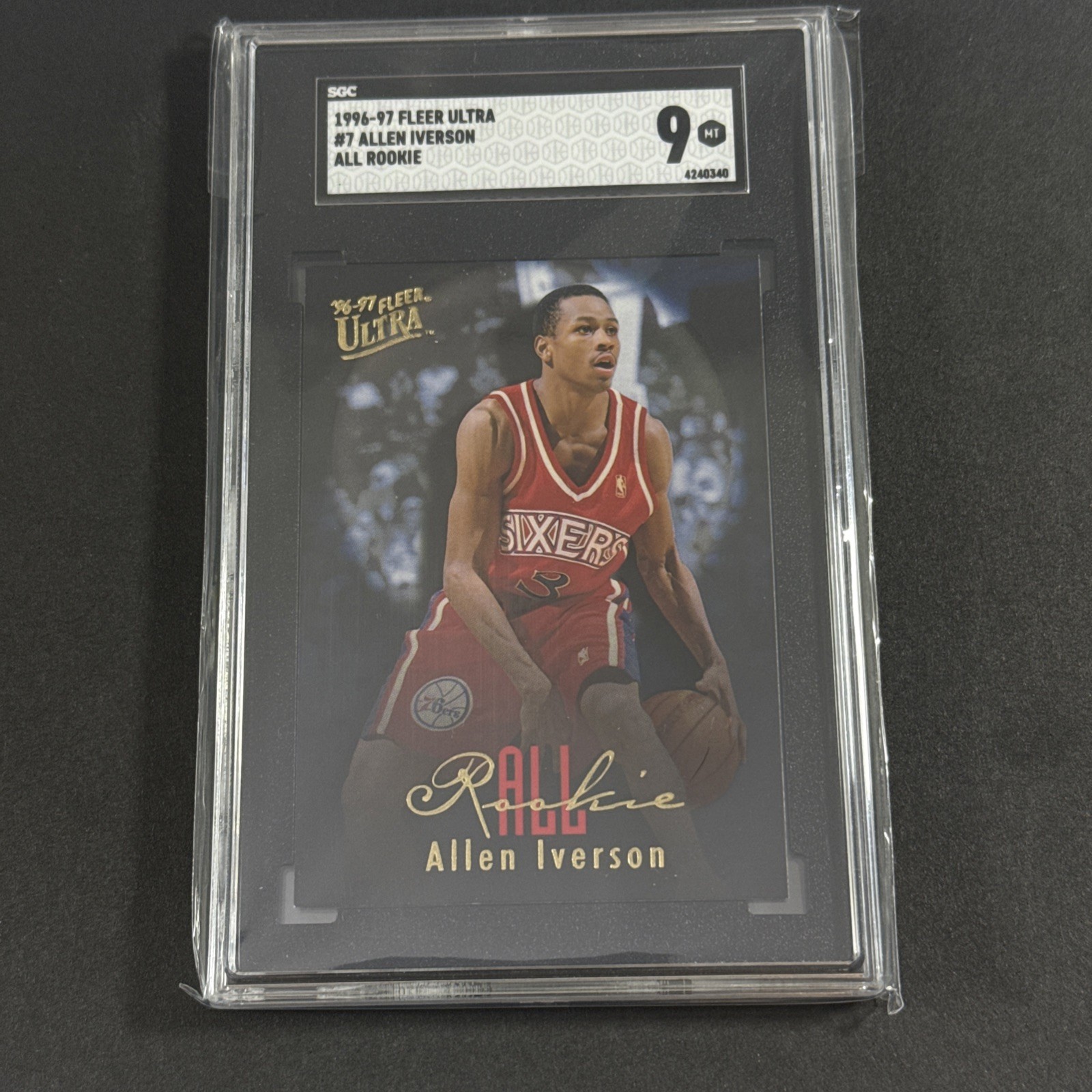 1996-97 FLEER ULTRA ALL RC #7 ALLEN IVERSON SGC 9 POP 4, 1 Higher