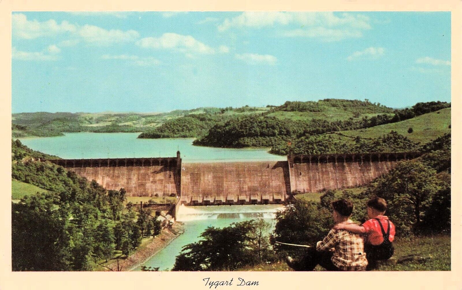Grafton WV West Virginia Tygart River Dam Fishing Bass Walley Vtg Postcard E9