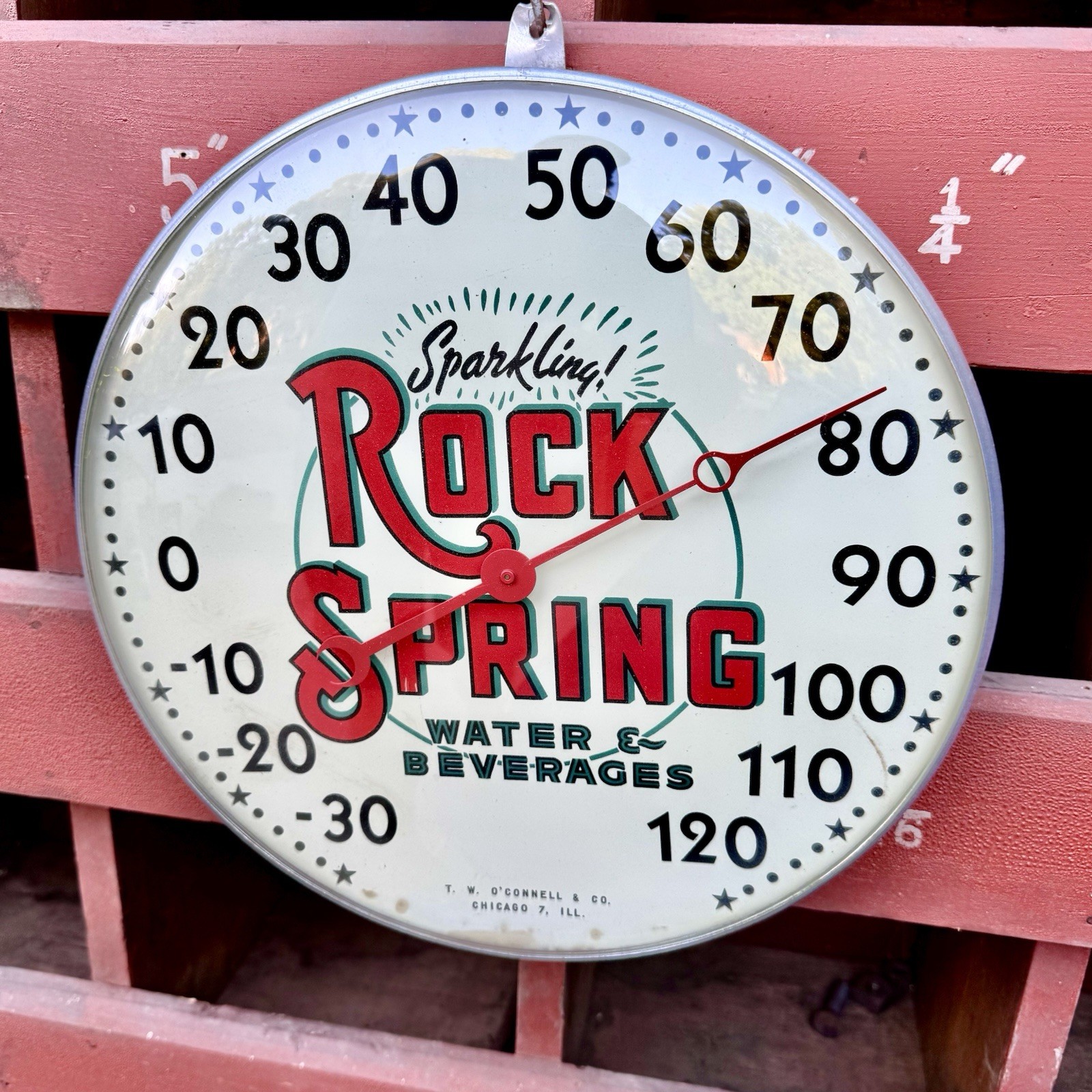 VINTAGE SPARKLING ROCK SPRING WATER & SODA POP BEVERAGES ADVERTISING THERMOMETER