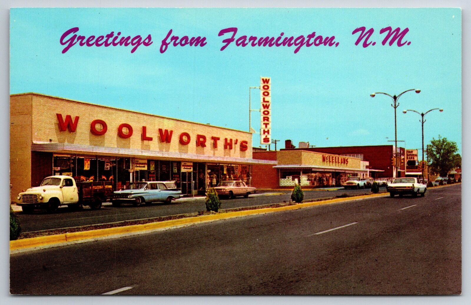 Farmington New Mexico~Broadway Street~Woolworth~McLellans~Truck~1950s PC