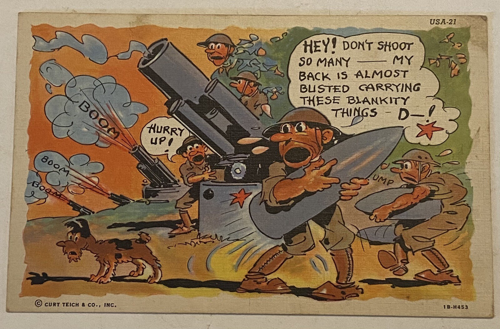 Hey Don\'t Shoot So Many WW11  Comic Postcard Vintage Linen Curt Teich Posted