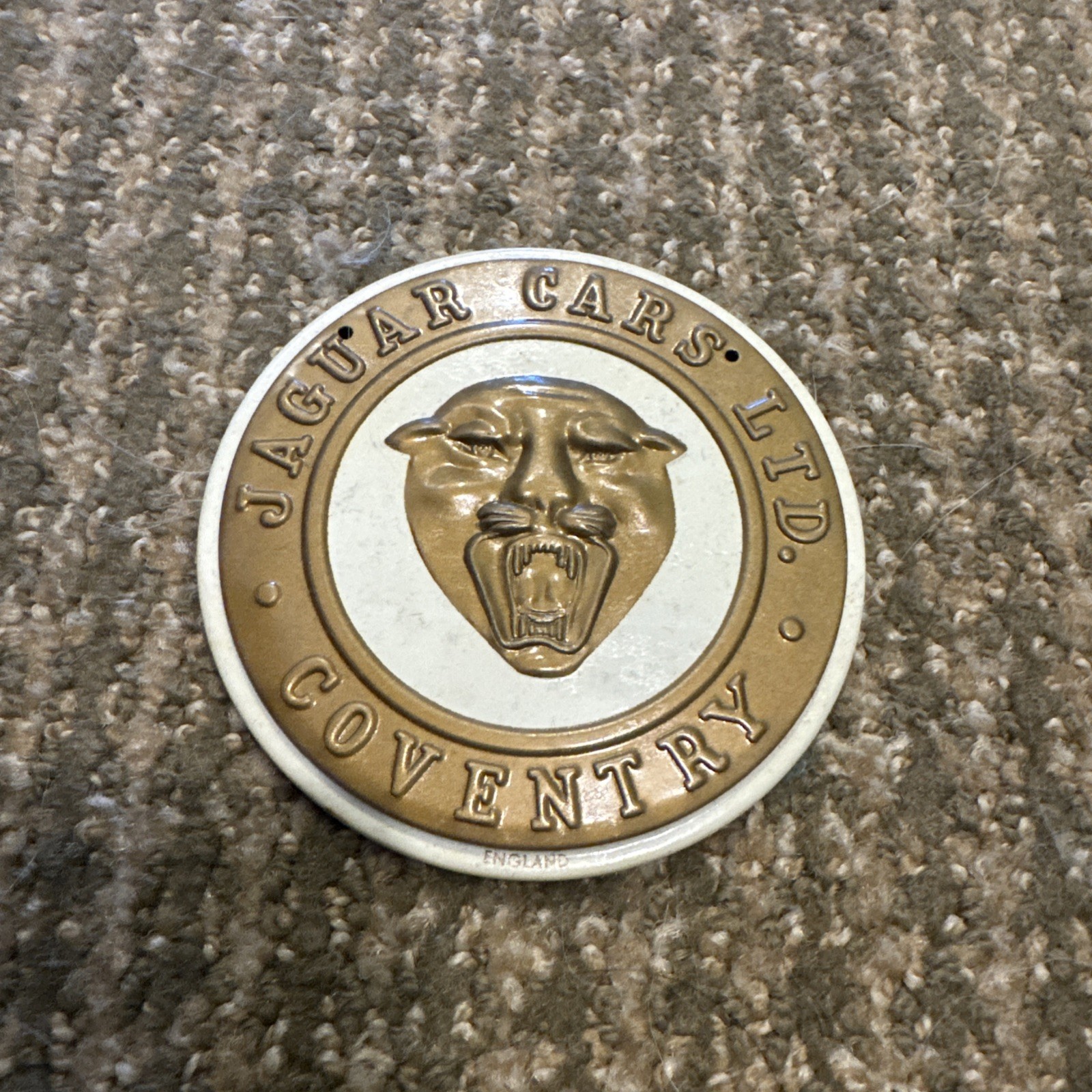 Vintage Jaguar Cars Coventry Automobiles Round Metal Badge Emblem England